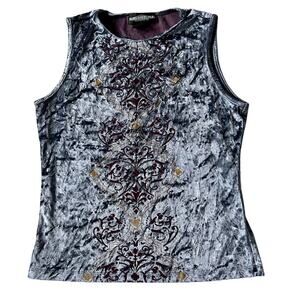 Vintage World Republic crushed velvet distressed tank top indie fairy gothic M